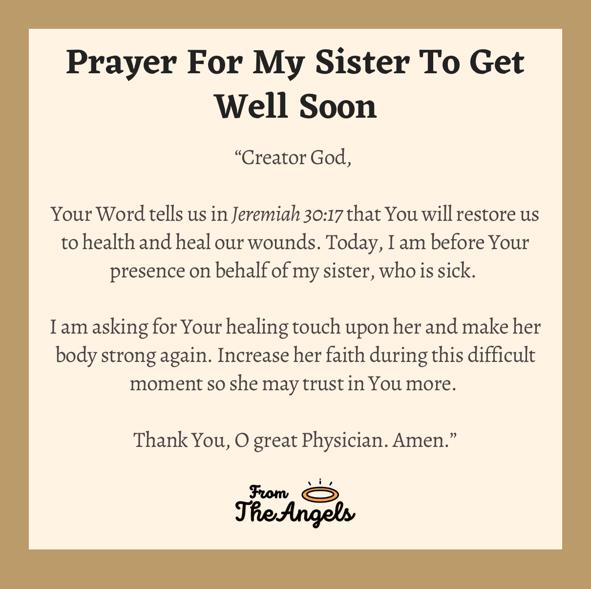 Prayer for my sister to Get Well Soon