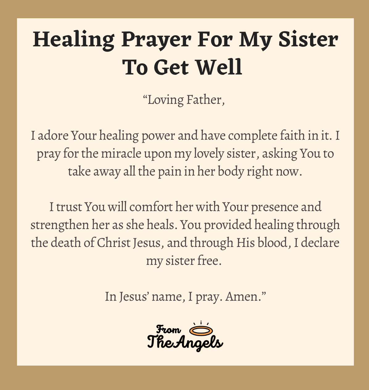 Healing Prayer for my Sister to get well